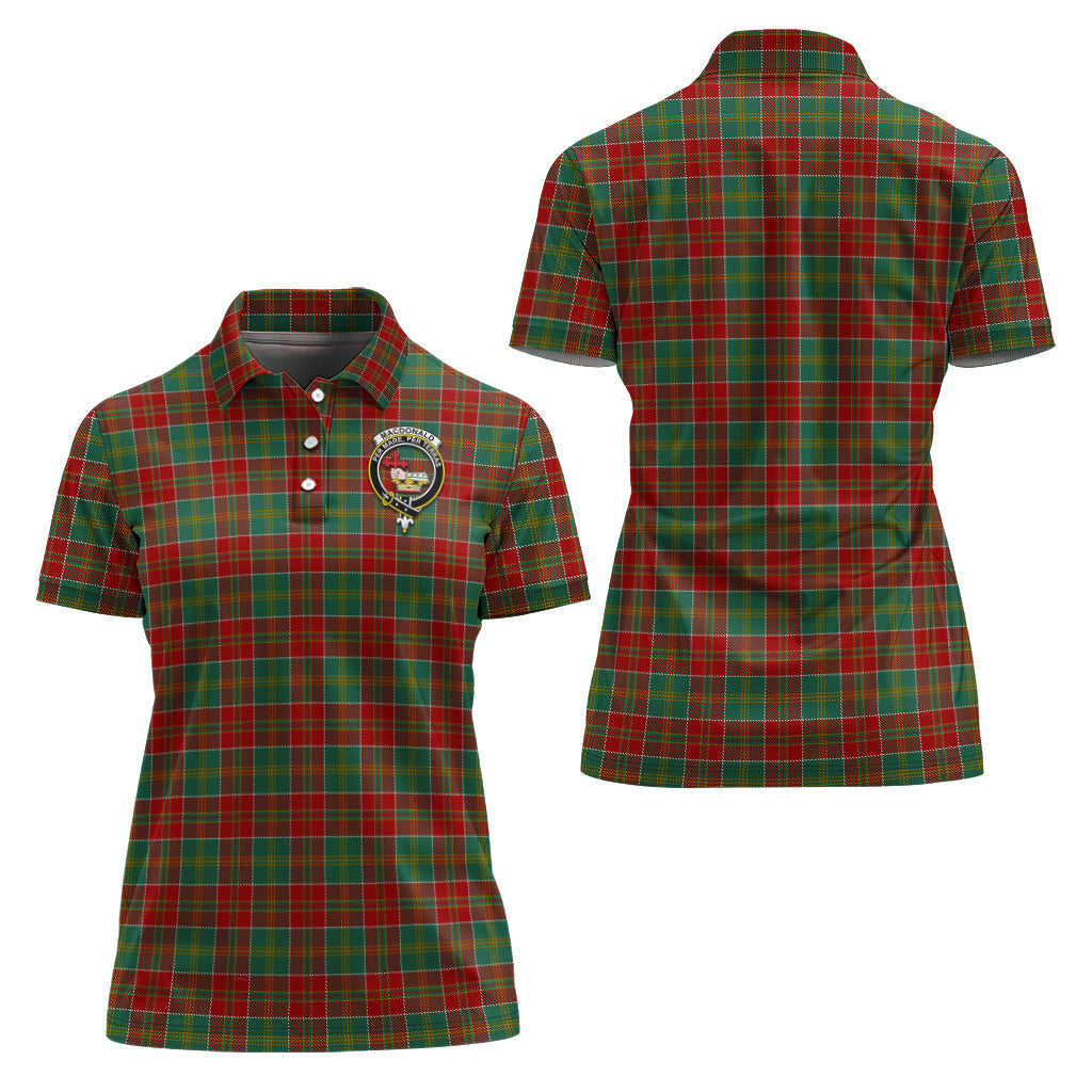 MacDonald of Kingsburgh Tartan Polo Shirt with Family Crest For Women Women - Tartan Vibes Clothing