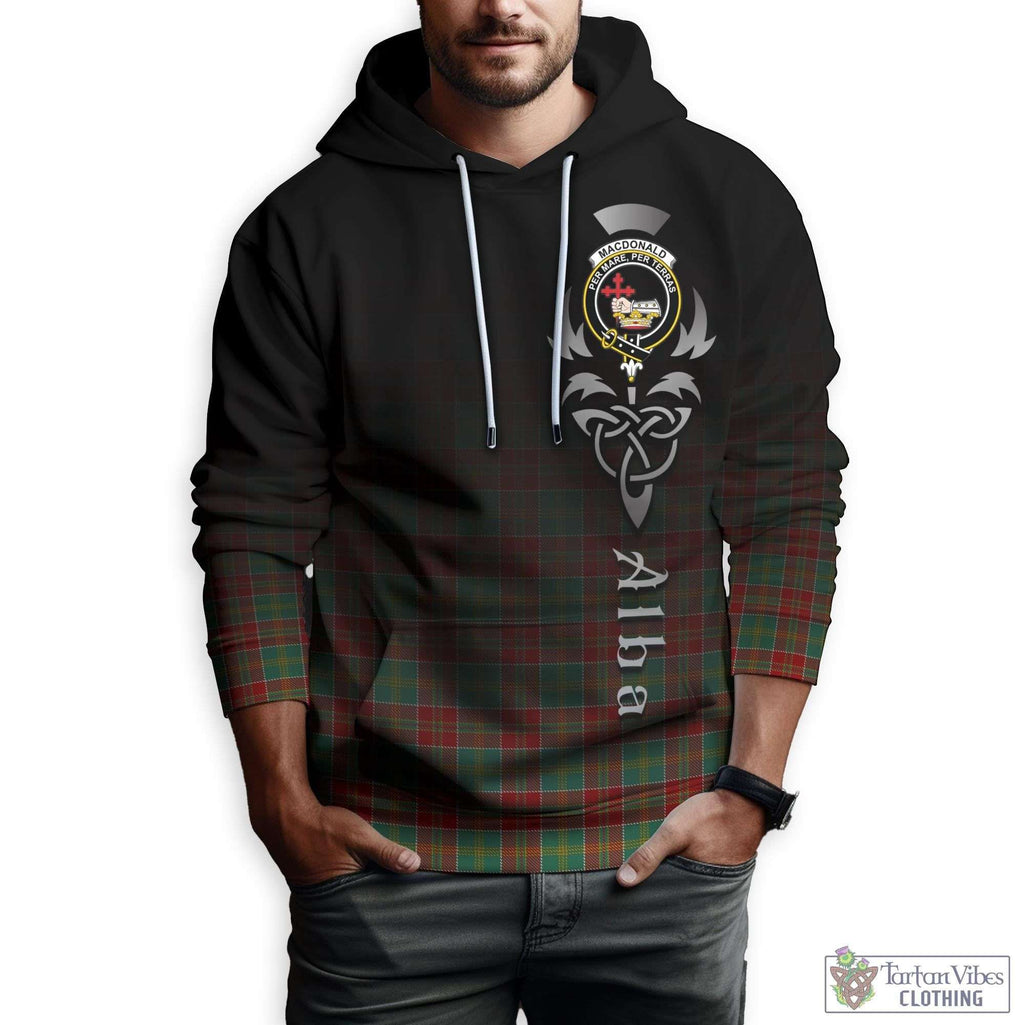 Tartan Vibes Clothing MacDonald of Kingsburgh Tartan Hoodie Featuring Alba Gu Brath Family Crest Celtic Inspired