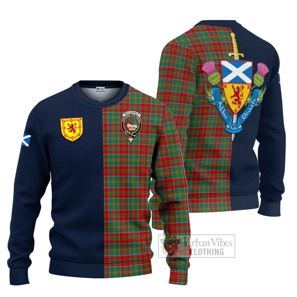 Tartan Vibes Clothing MacDonald of Kingsburgh Tartan Knitted Sweater with Scottish Lion Royal Arm Half Style