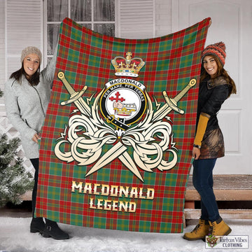 MacDonald of Kingsburgh Tartan Blanket with Clan Crest and the Golden Sword of Courageous Legacy