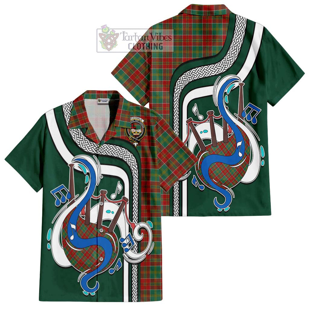 MacDonald of Kingsburgh Tartan Short Sleeve Button Shirt with Epic Bagpipe Style Kid - Tartanvibesclothing Shop