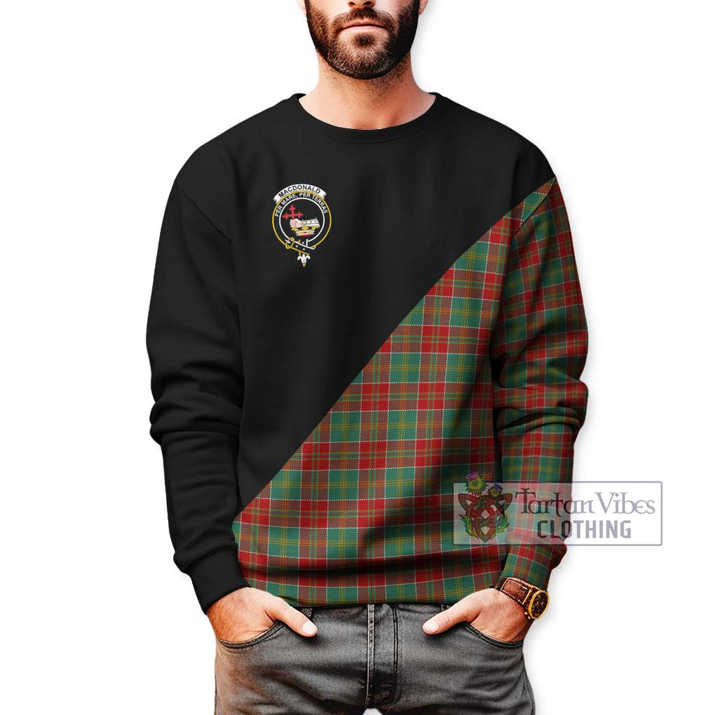 MacDonald of Kingsburgh Tartan Sweatshirt with Family Crest and Military Logo Style Unisex - Tartanvibesclothing Shop