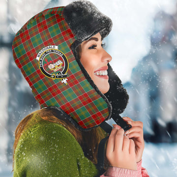 MacDonald of Kingsburgh Tartan Winter Trapper Hat with Family Crest