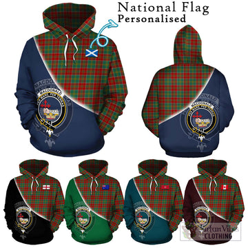 MacDonald of Kingsburgh Tartan Hoodie with Personalised National Flag and Family Crest Half Style