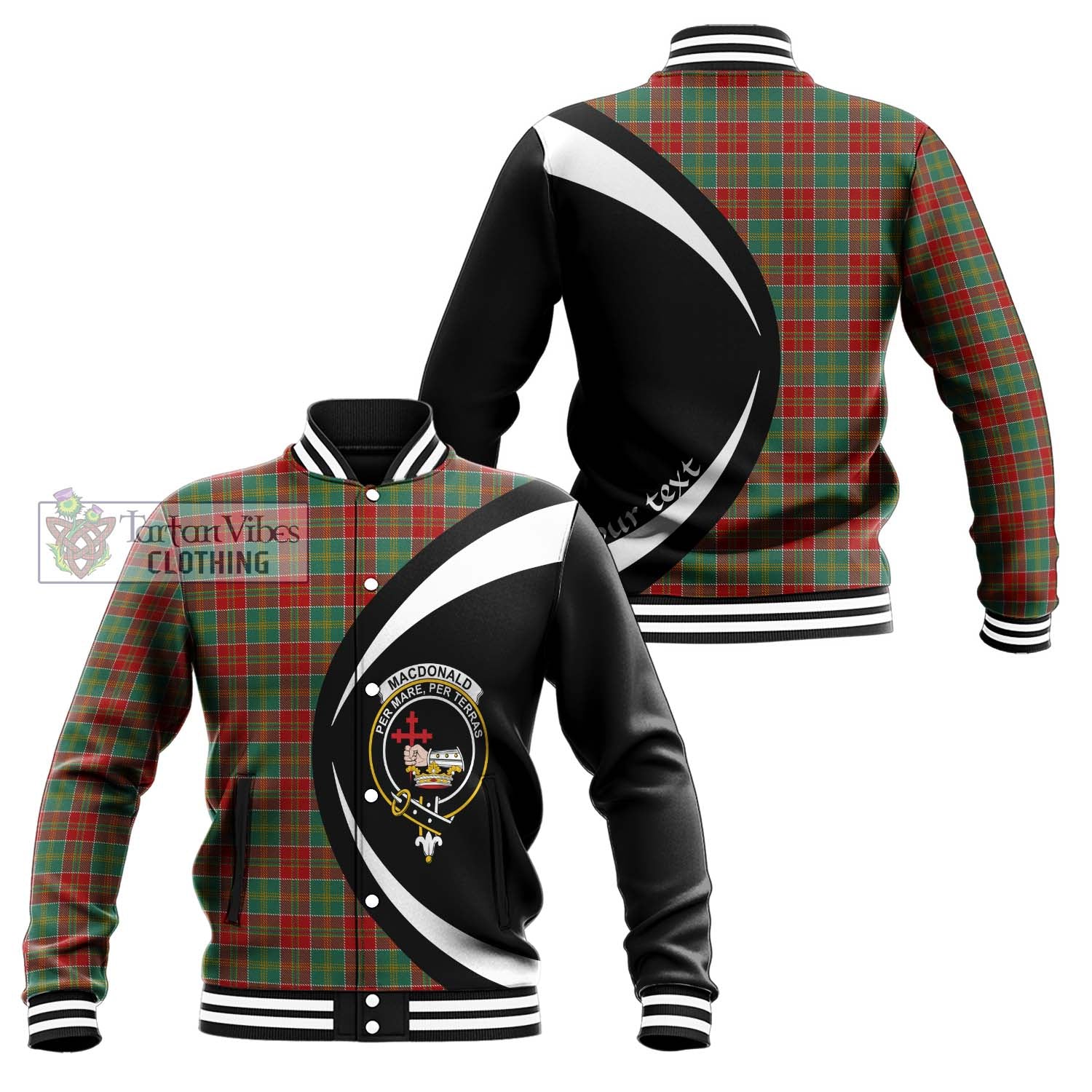 MacDonald of Kingsburgh Tartan Baseball Jacket with Family Crest Circle Style Unisex - Tartan Vibes Clothing