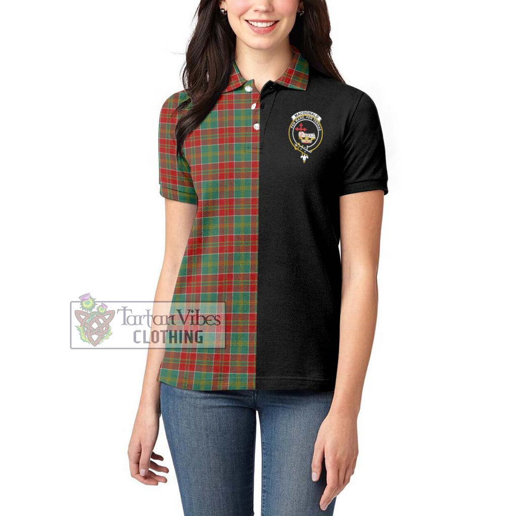 MacDonald of Kingsburgh Tartan Women's Polo Shirt with Family Crest and Half Of Me Style - Tartanvibesclothing Shop