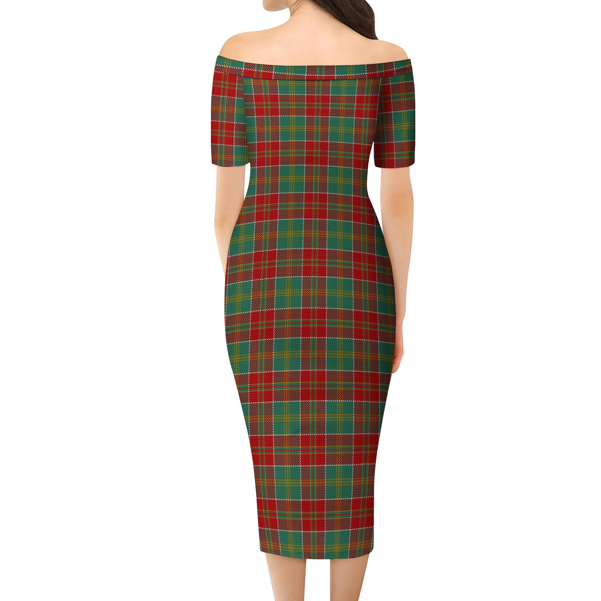 MacDonald of Kingsburgh Tartan Off Shoulder Lady Dress - Tartanvibesclothing