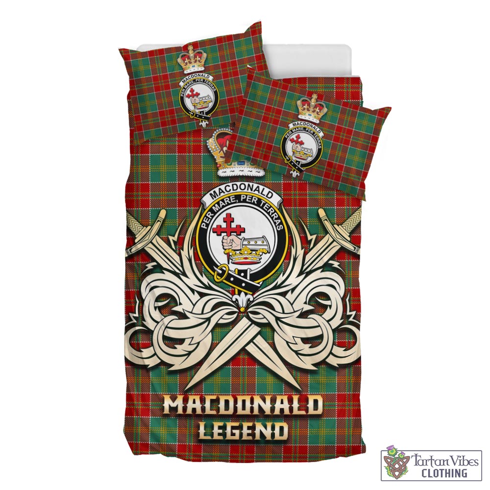 Tartan Vibes Clothing MacDonald of Kingsburgh Tartan Bedding Set with Clan Crest and the Golden Sword of Courageous Legacy