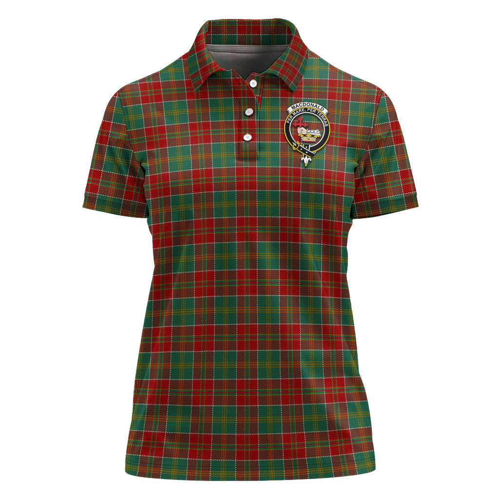 MacDonald of Kingsburgh Tartan Polo Shirt with Family Crest For Women - Tartan Vibes Clothing