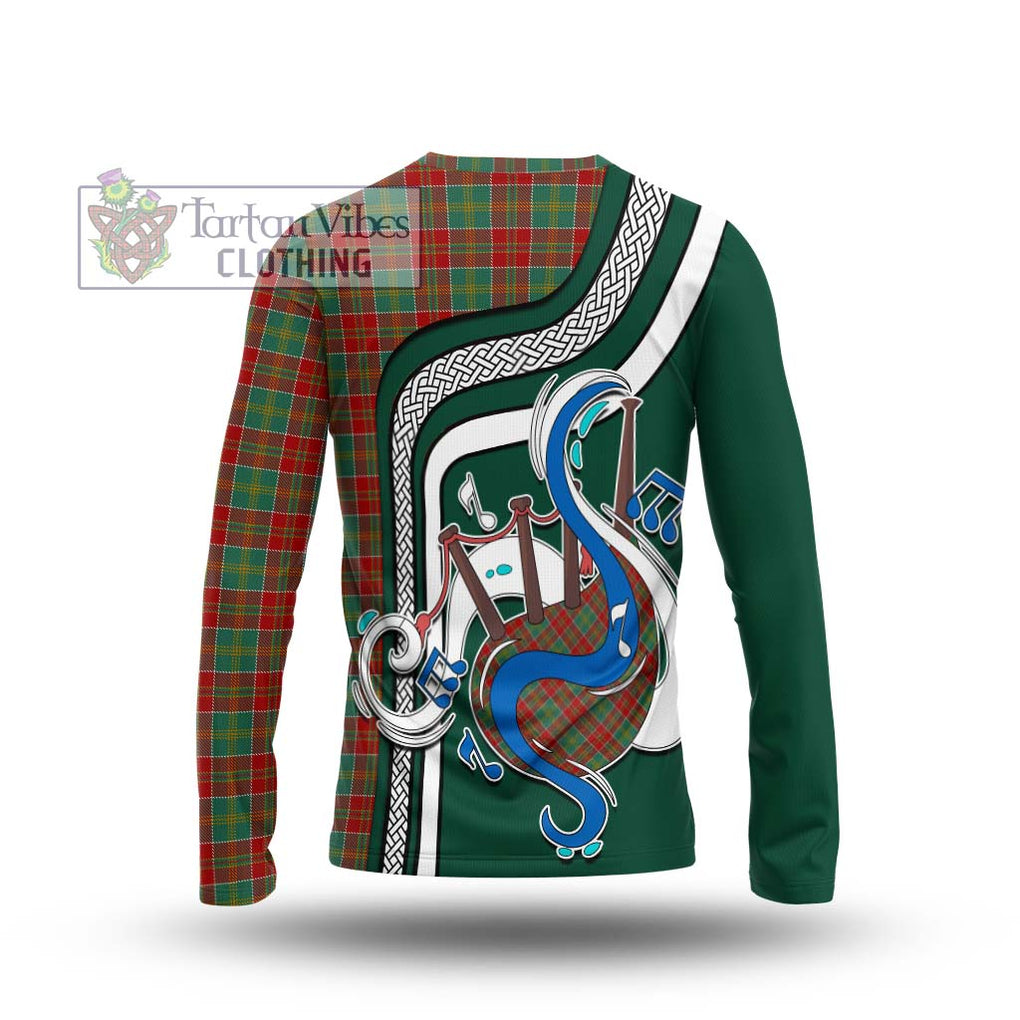 Tartan Vibes Clothing MacDonald of Kingsburgh Tartan Long Sleeve T-Shirt with Epic Bagpipe Style