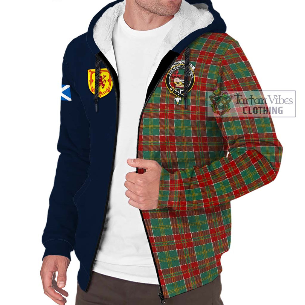 Tartan Vibes Clothing MacDonald of Kingsburgh Tartan Sherpa Hoodie with Scottish Lion Royal Arm Half Style