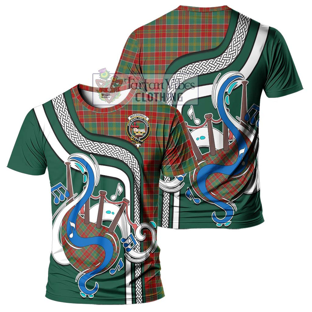 MacDonald of Kingsburgh Tartan T-Shirt with Epic Bagpipe Style - Tartanvibesclothing Shop