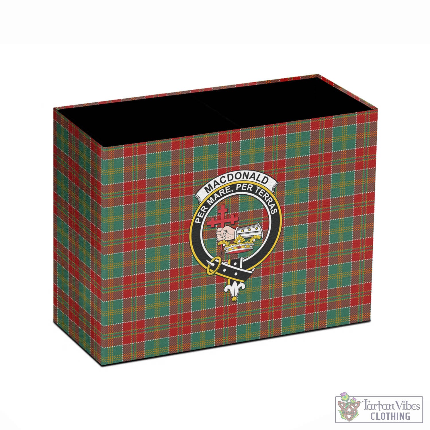 Tartan Vibes Clothing MacDonald of Kingsburgh Tartan Pen Holder with Family Crest