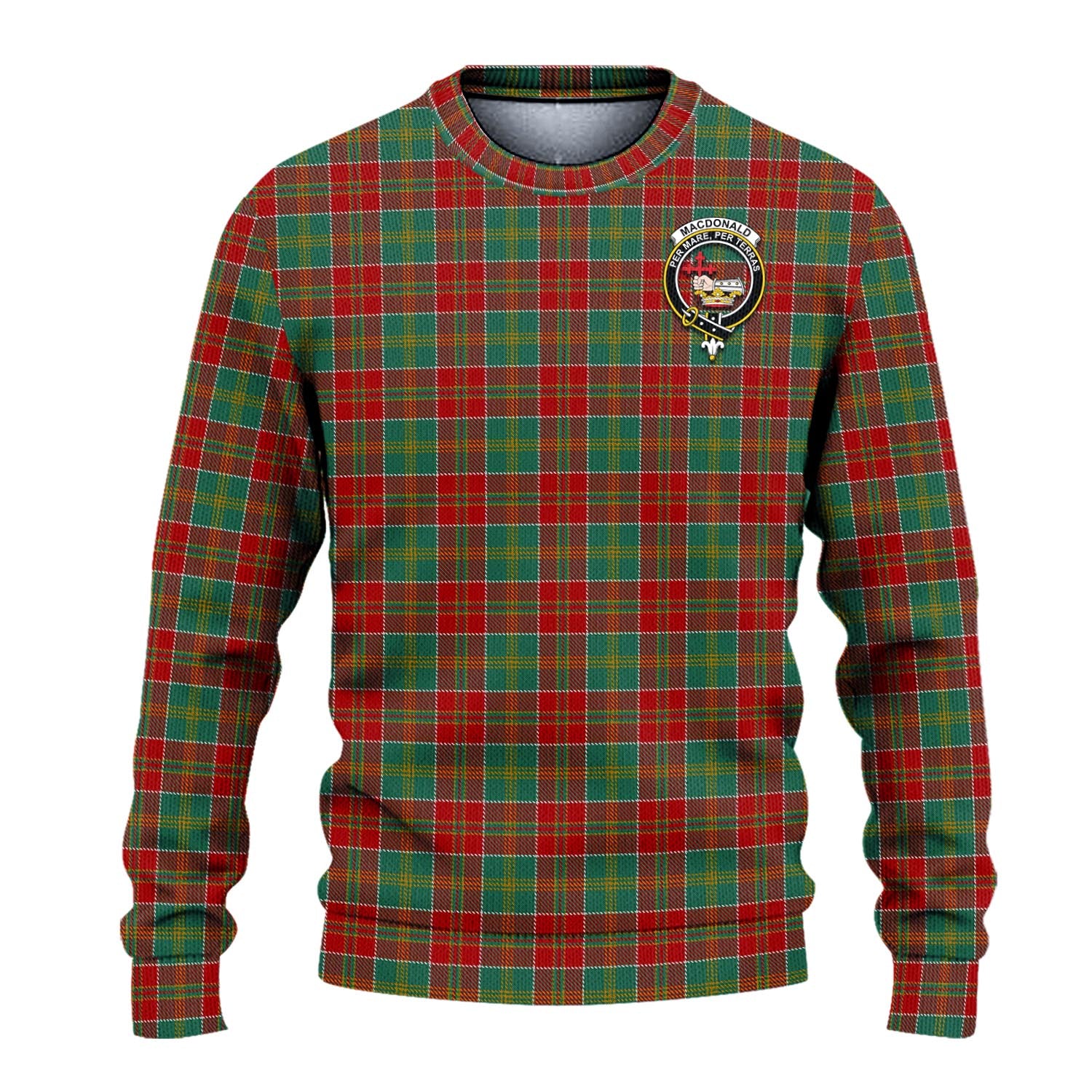 MacDonald of Kingsburgh Tartan Knitted Sweater with Family Crest - Tartanvibesclothing