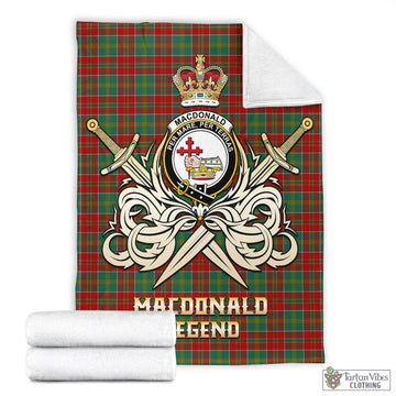 MacDonald of Kingsburgh Tartan Blanket with Clan Crest and the Golden Sword of Courageous Legacy