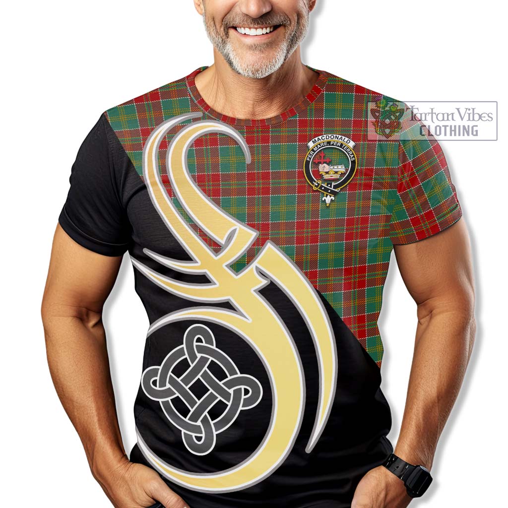 Tartan Vibes Clothing MacDonald of Kingsburgh Tartan T-Shirt with Family Crest and Celtic Symbol Style