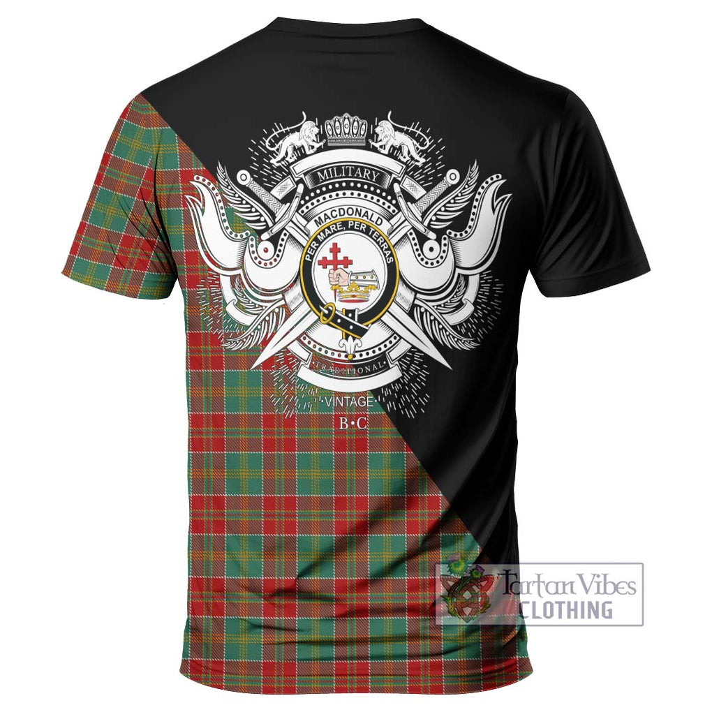 MacDonald of Kingsburgh Tartan T-Shirt with Family Crest and Military Logo Style - Tartanvibesclothing Shop