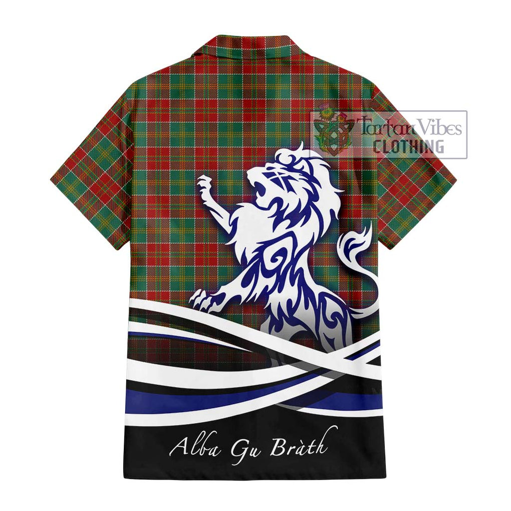 MacDonald of Kingsburgh Tartan Short Sleeve Button Shirt with Alba Gu Brath Regal Lion Emblem - Tartanvibesclothing Shop