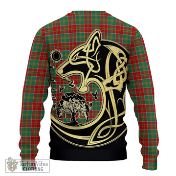 MacDonald of Kingsburgh Tartan Ugly Sweater with Family Crest Celtic Wolf Style