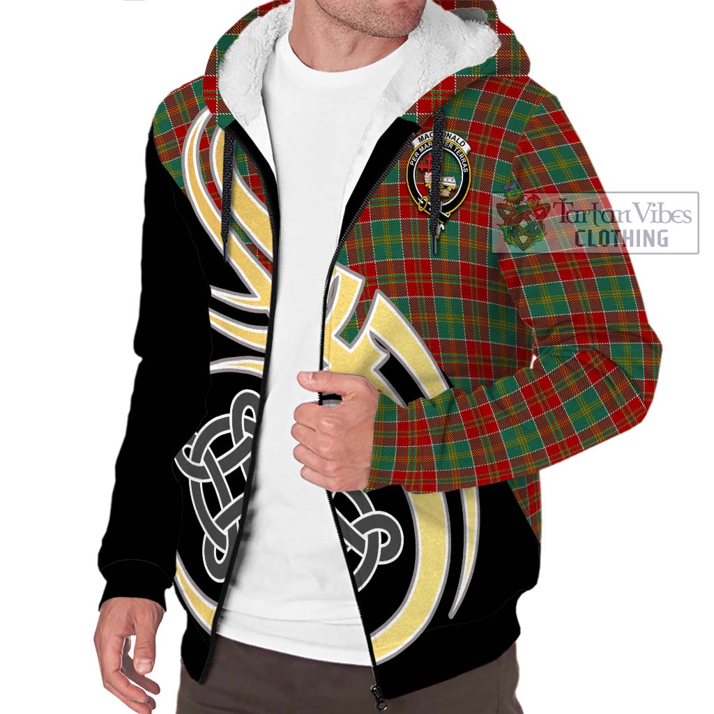 MacDonald of Kingsburgh Tartan Sherpa Hoodie with Family Crest and Celtic Symbol Style - Tartan Vibes Clothing