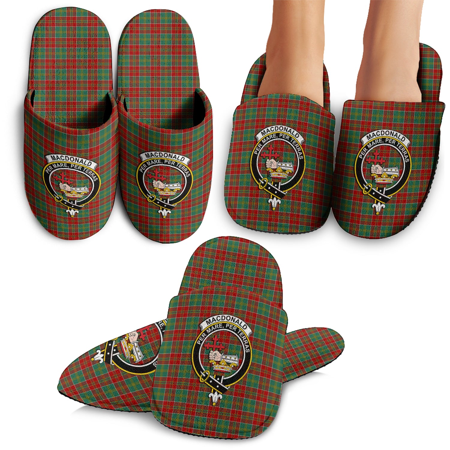 MacDonald of Kingsburgh Tartan Home Slippers with Family Crest - Tartanvibesclothing