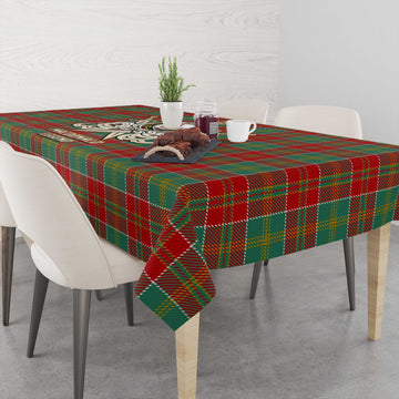 MacDonald of Kingsburgh Tartan Tablecloth with Clan Crest and the Golden Sword of Courageous Legacy