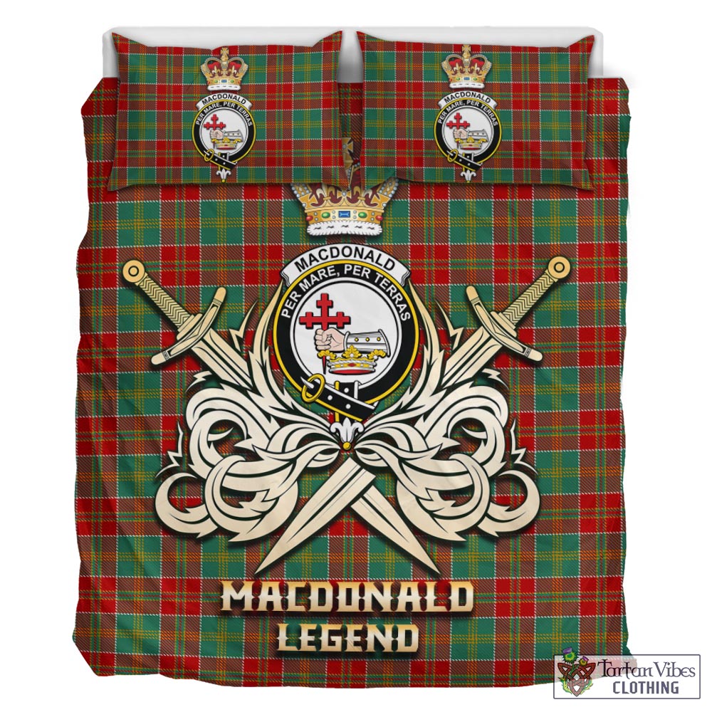 Tartan Vibes Clothing MacDonald of Kingsburgh Tartan Bedding Set with Clan Crest and the Golden Sword of Courageous Legacy