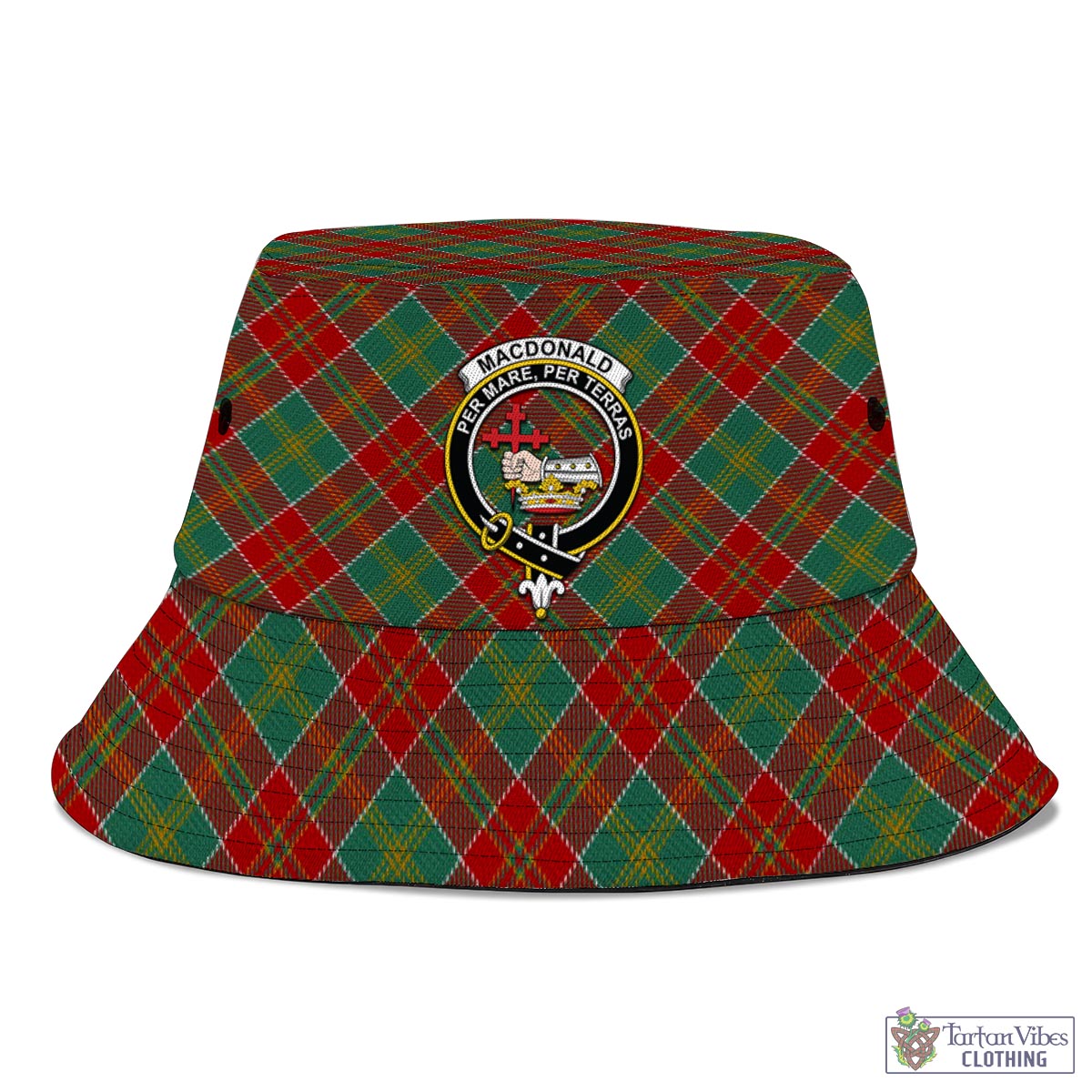 Tartan Vibes Clothing MacDonald of Kingsburgh Tartan Bucket Hat with Family Crest