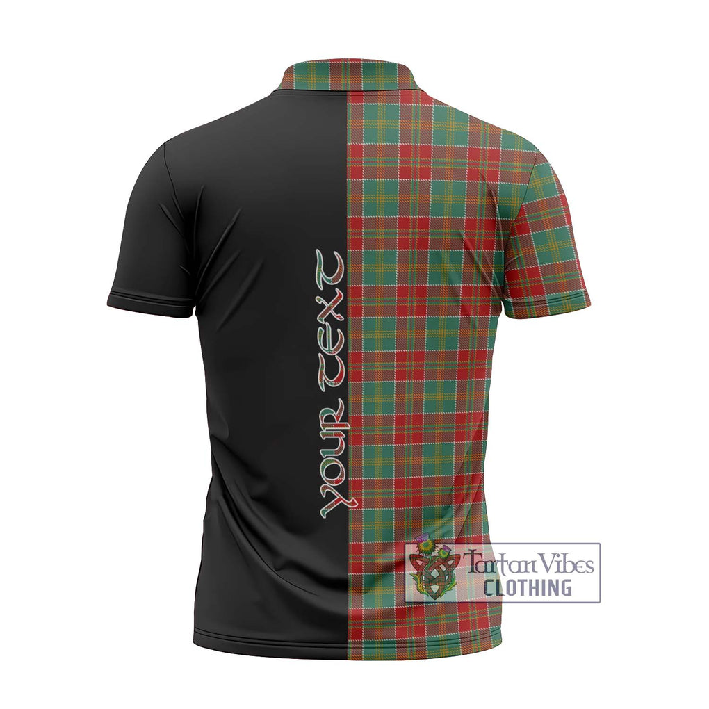 MacDonald of Kingsburgh Tartan Zipper Polo Shirt with Family Crest and Half Of Me Style - Tartanvibesclothing Shop