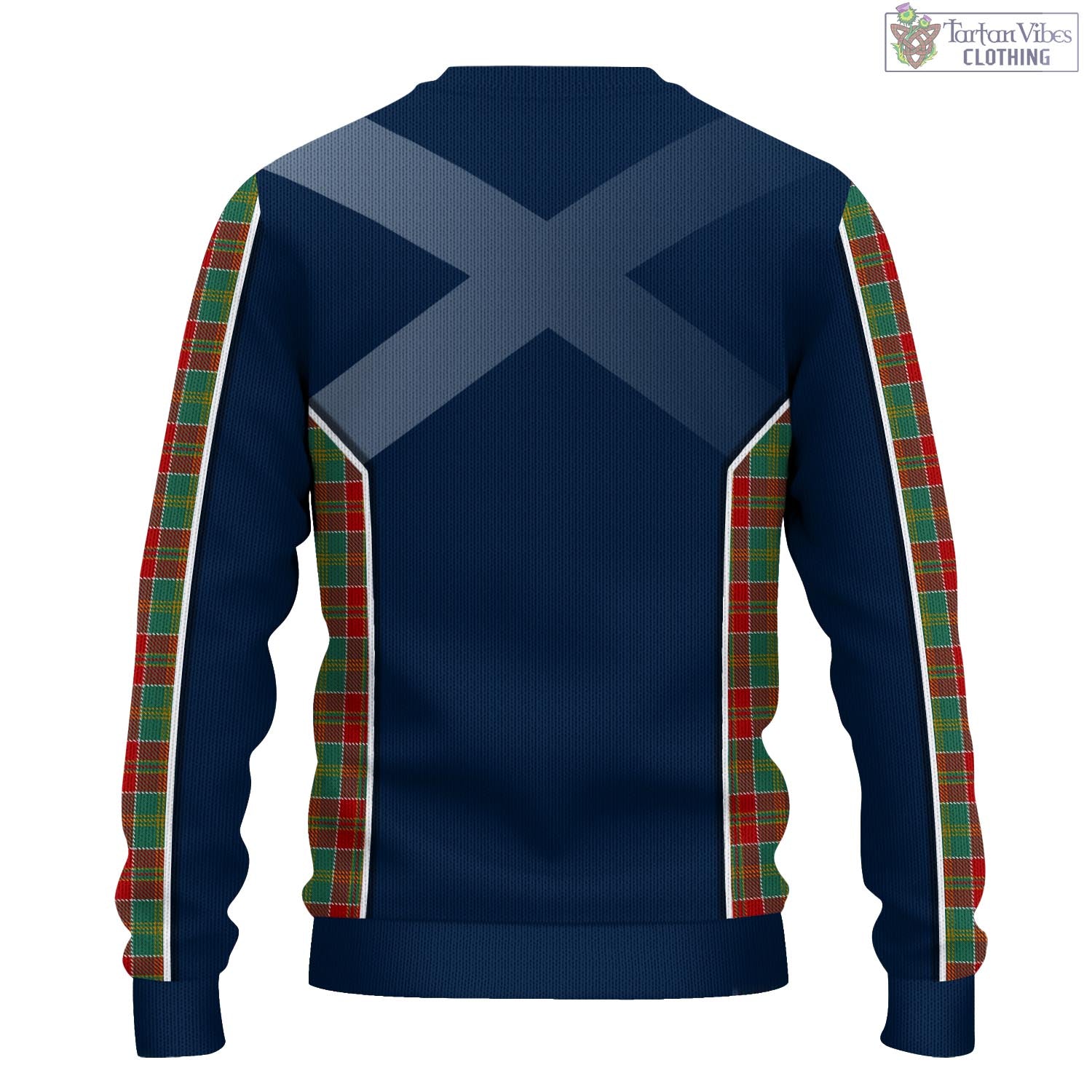 Tartan Vibes Clothing MacDonald of Kingsburgh Tartan Knitted Sweatshirt with Family Crest and Scottish Thistle Vibes Sport Style