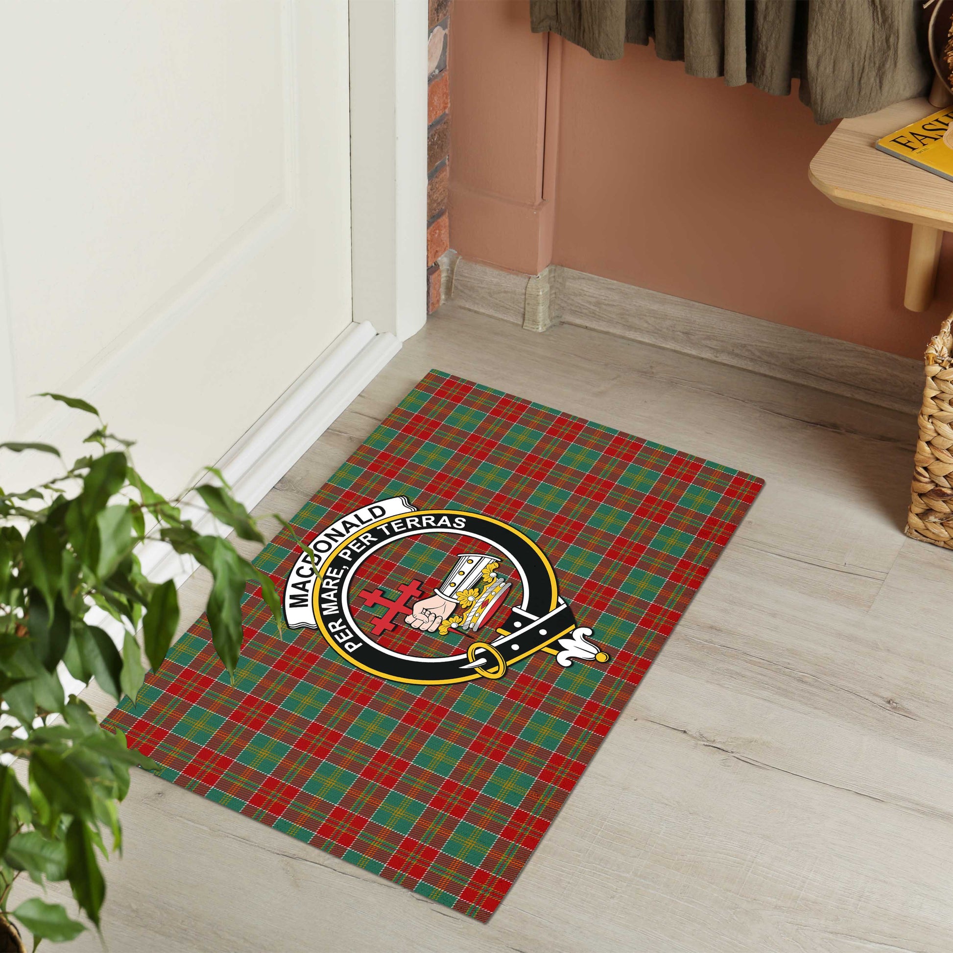 MacDonald of Kingsburgh Tartan Door Mat with Family Crest - Tartanvibesclothing