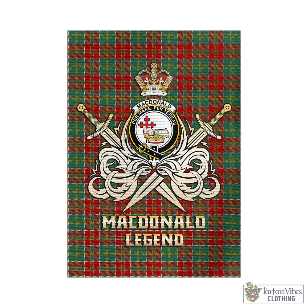 Tartan Vibes Clothing MacDonald of Kingsburgh Tartan Flag with Clan Crest and the Golden Sword of Courageous Legacy