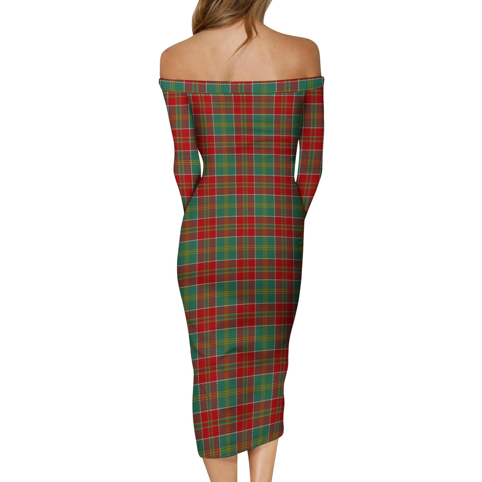 MacDonald of Kingsburgh Tartan Off Shoulder Lady Dress - Tartanvibesclothing