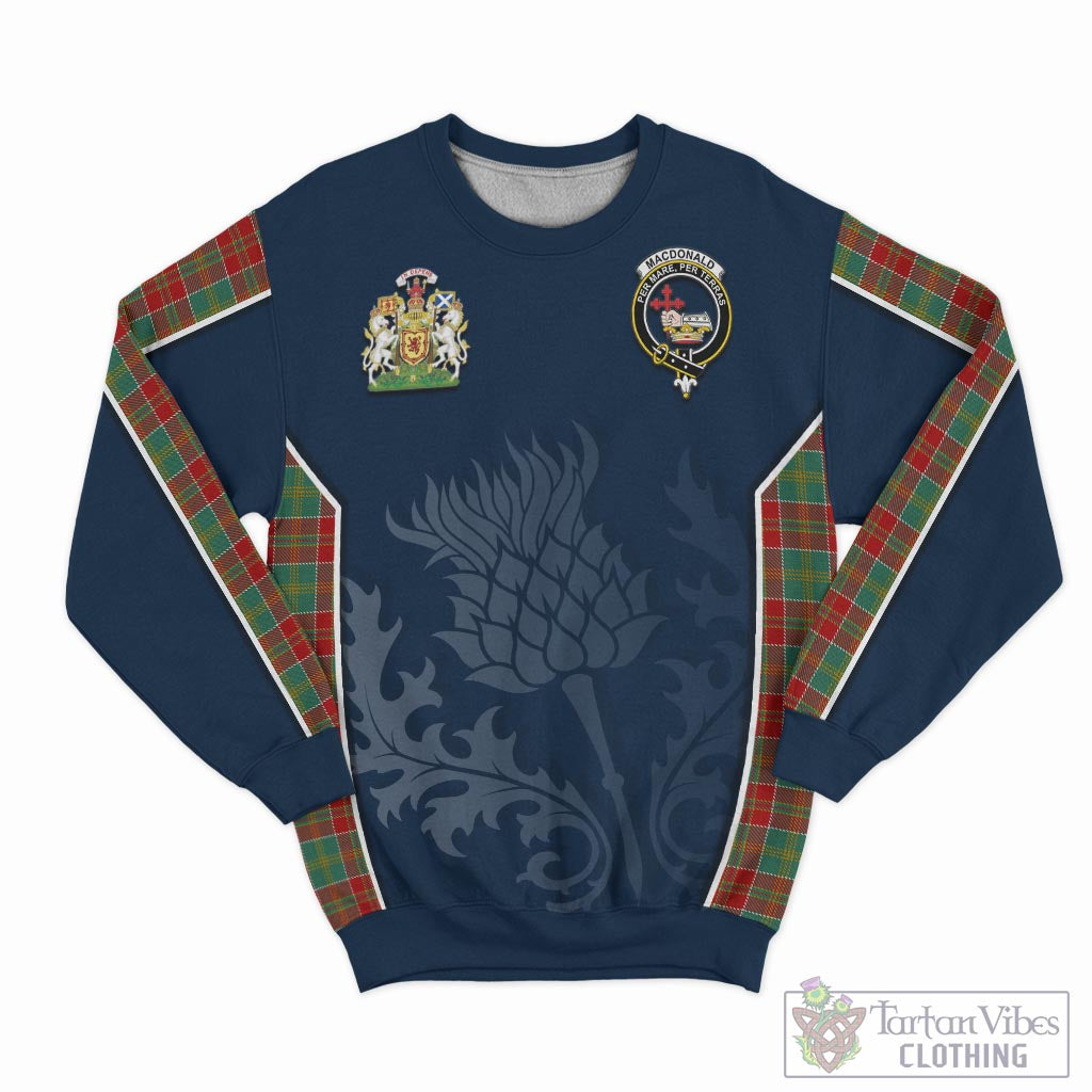 Tartan Vibes Clothing MacDonald of Kingsburgh Tartan Sweatshirt with Family Crest and Scottish Thistle Vibes Sport Style