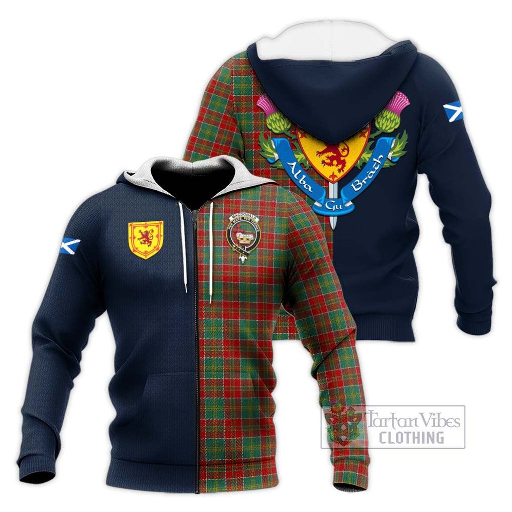 Tartan Vibes Clothing MacDonald of Kingsburgh Tartan Knitted Hoodie with Scottish Lion Royal Arm Half Style