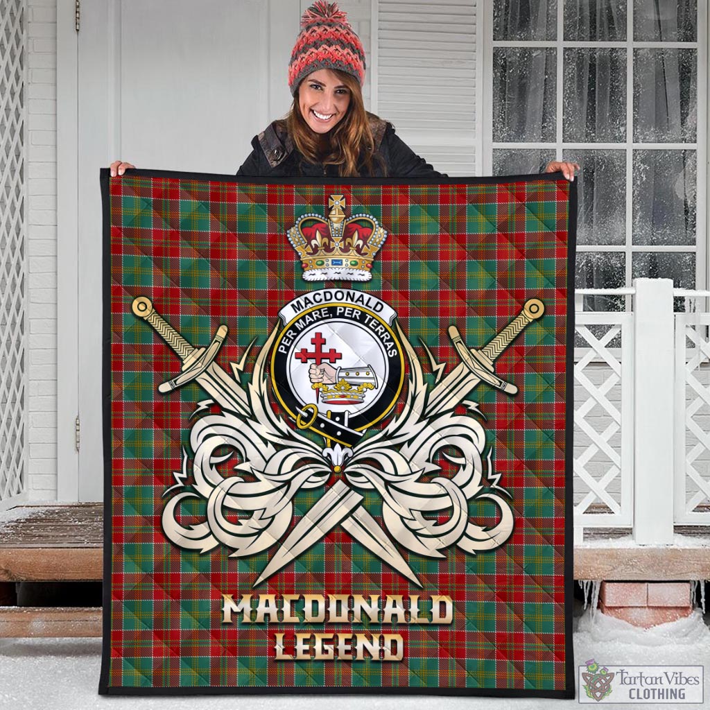 Tartan Vibes Clothing MacDonald of Kingsburgh Tartan Quilt with Clan Crest and the Golden Sword of Courageous Legacy