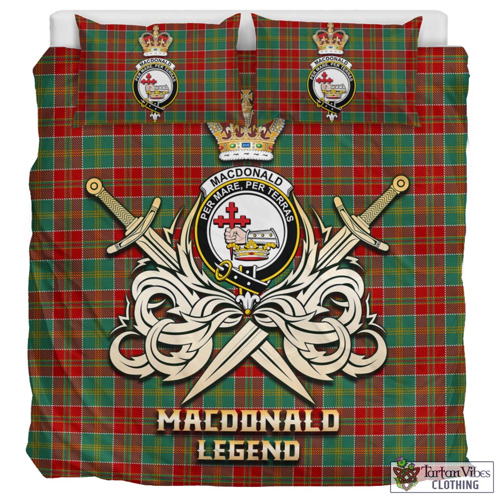 Tartan Vibes Clothing MacDonald of Kingsburgh Tartan Bedding Set with Clan Crest and the Golden Sword of Courageous Legacy