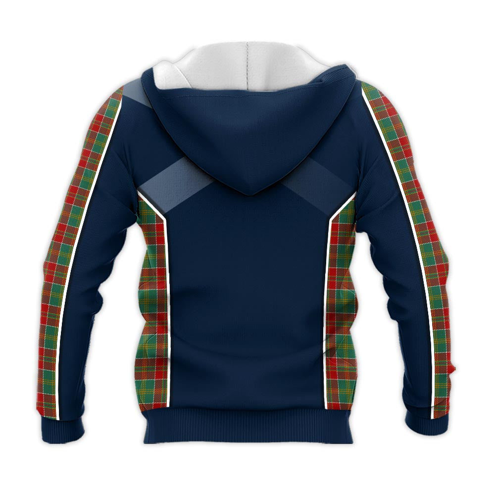 Tartan Vibes Clothing MacDonald of Kingsburgh Tartan Knitted Hoodie with Family Crest and Scottish Thistle Vibes Sport Style