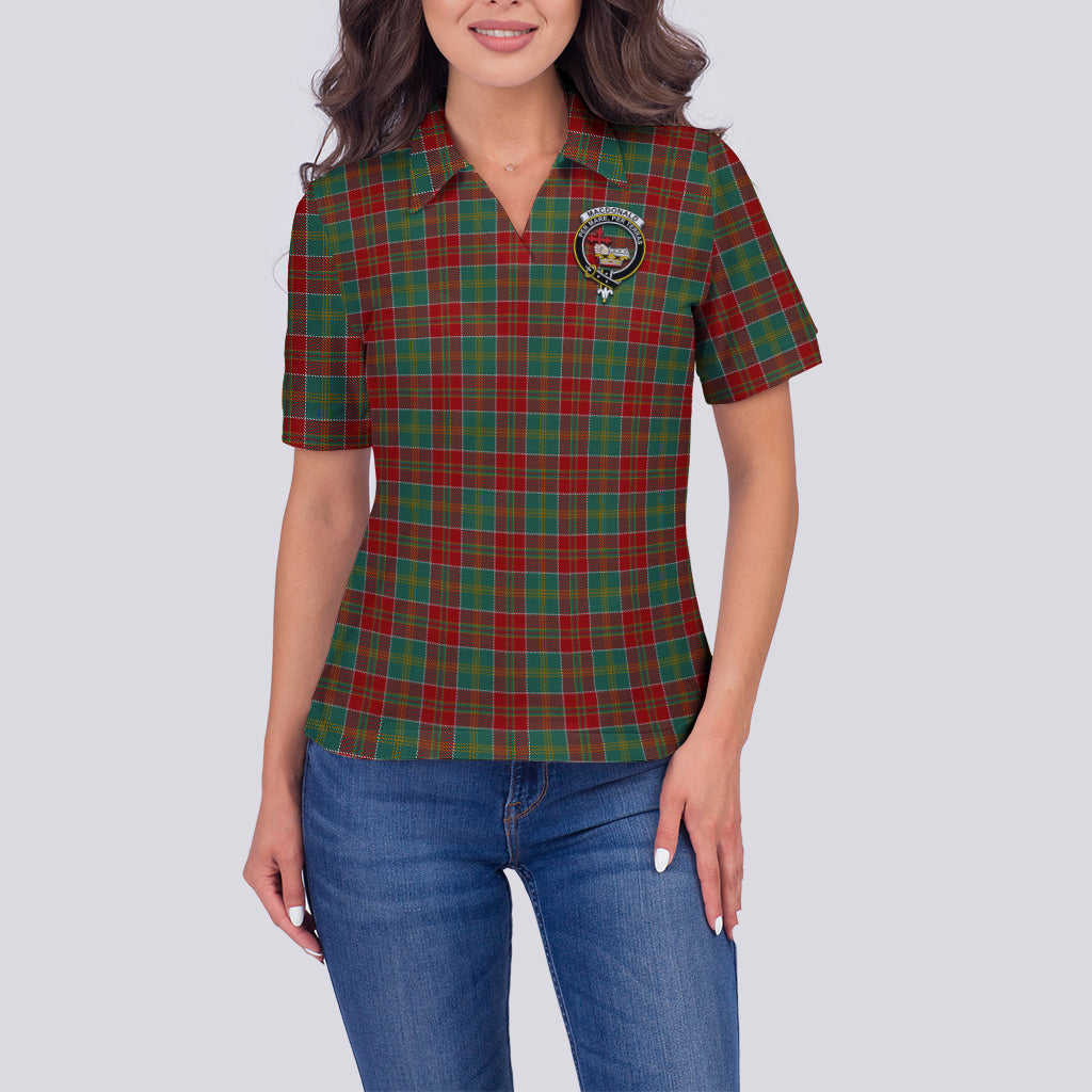 MacDonald of Kingsburgh Tartan Polo Shirt with Family Crest For Women - Tartan Vibes Clothing