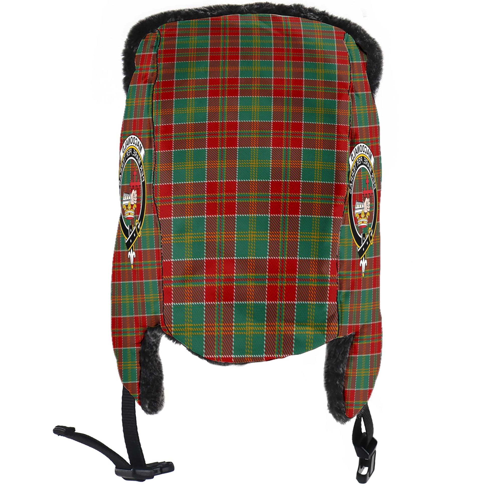 MacDonald of Kingsburgh Tartan Winter Trapper Hat with Family Crest - Tartanvibesclothing