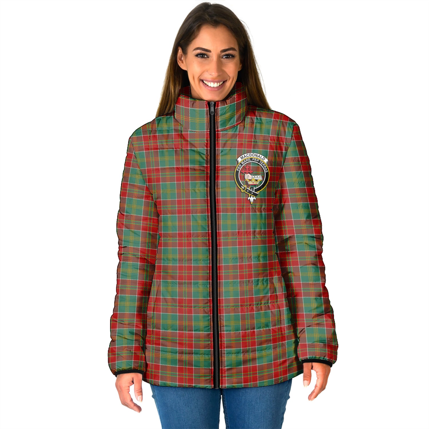 MacDonald of Kingsburgh Tartan Padded Jacket with Family Crest - Tartan Vibes Clothing