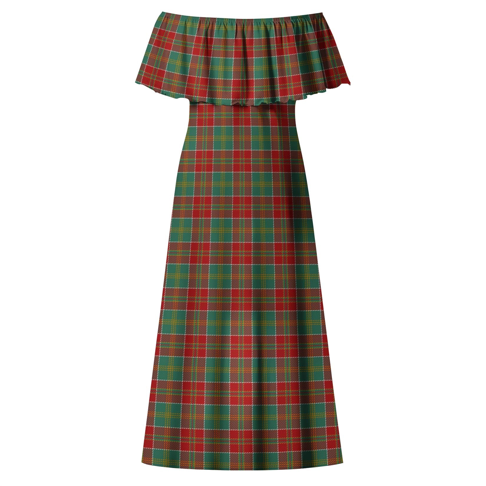 MacDonald of Kingsburgh Tartan Off Shoulder Long Dress - Tartanvibesclothing