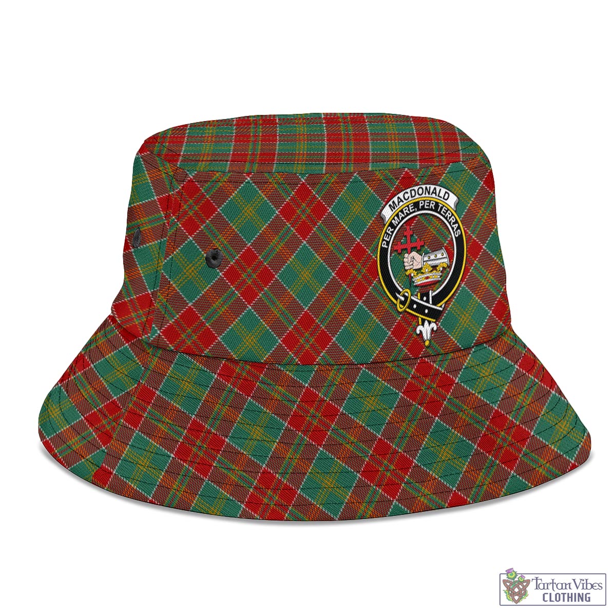 Tartan Vibes Clothing MacDonald of Kingsburgh Tartan Bucket Hat with Family Crest