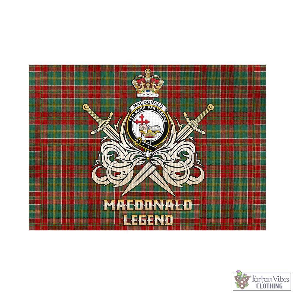 Tartan Vibes Clothing MacDonald of Kingsburgh Tartan Flag with Clan Crest and the Golden Sword of Courageous Legacy