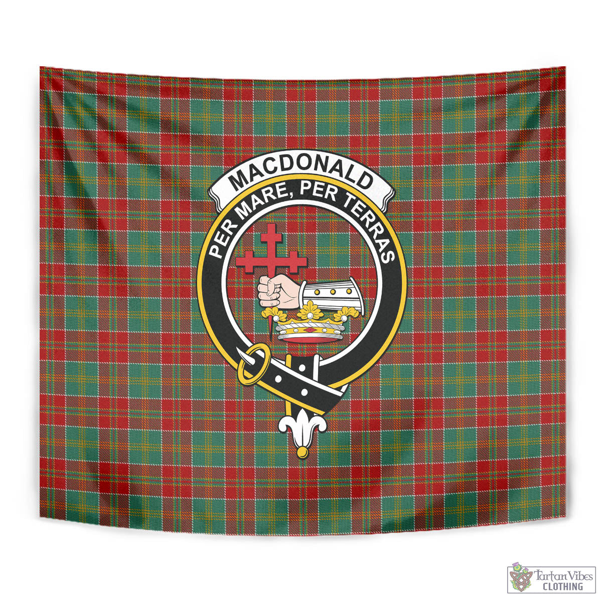 Tartan Vibes Clothing MacDonald of Kingsburgh Tartan Tapestry Wall Hanging and Home Decor for Room with Family Crest