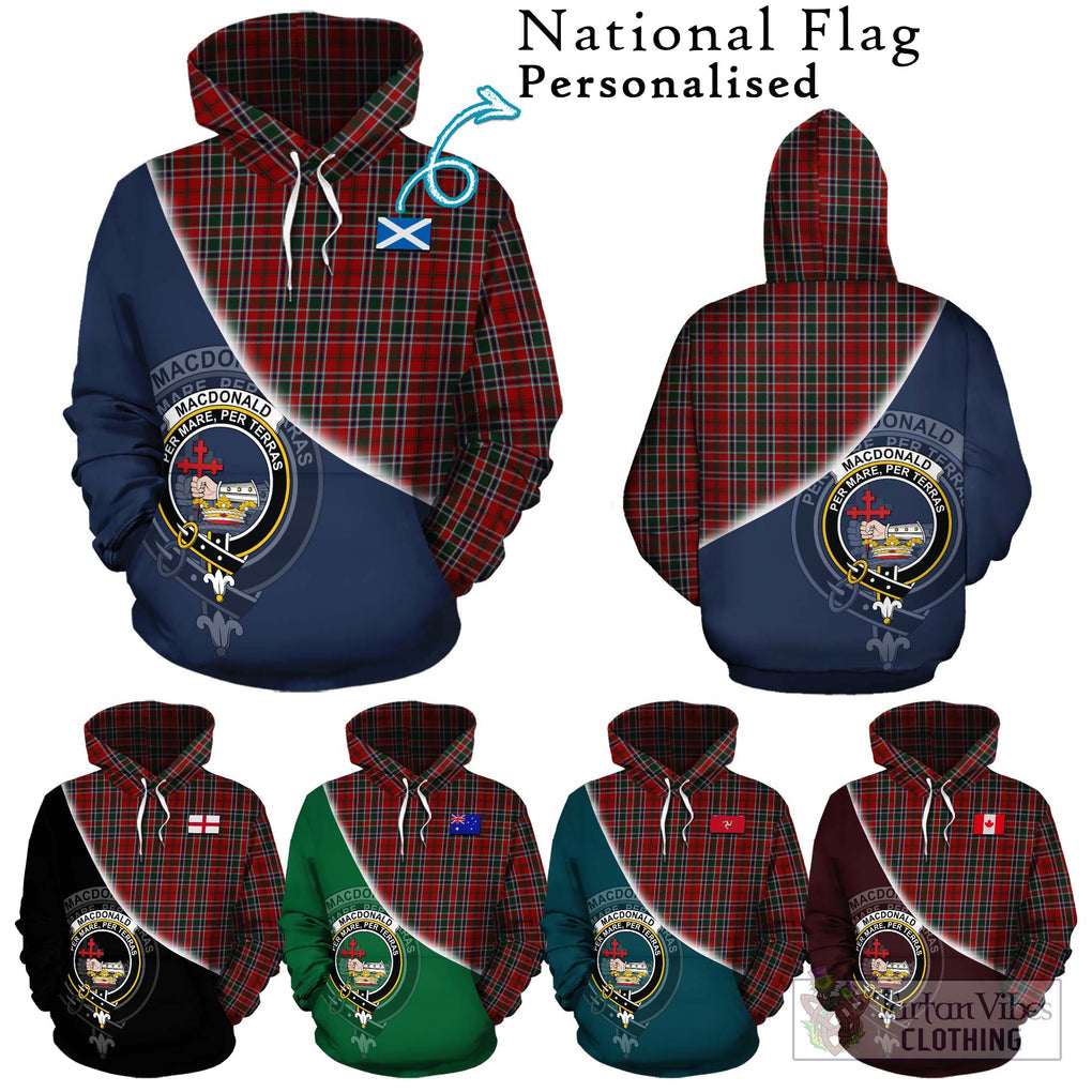 MacDonald of Lochmaddy Tartan Hoodie with Personalised National Flag and Family Crest Half Style Zip Hoodie - Tartanvibesclothing Shop