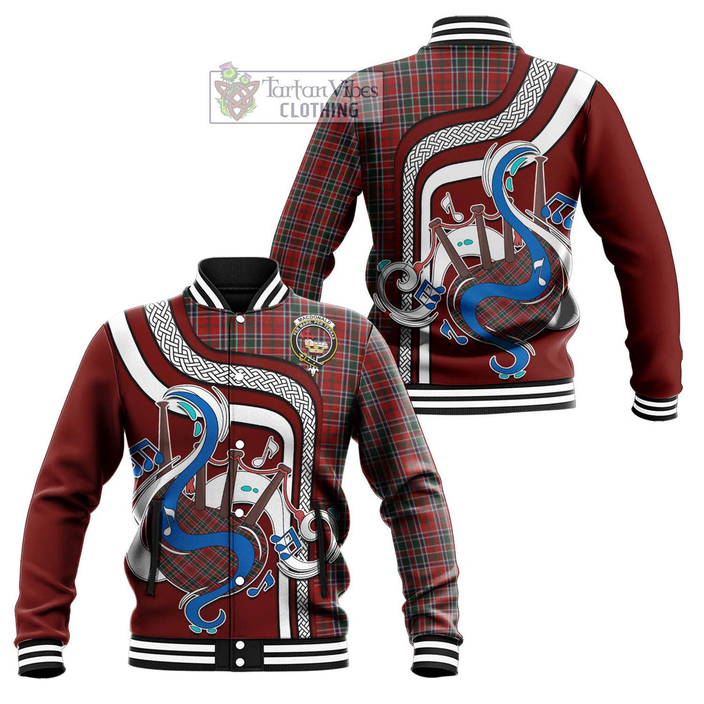 Tartan Vibes Clothing MacDonald of Lochmaddy Tartan Baseball Jacket with Epic Bagpipe Style