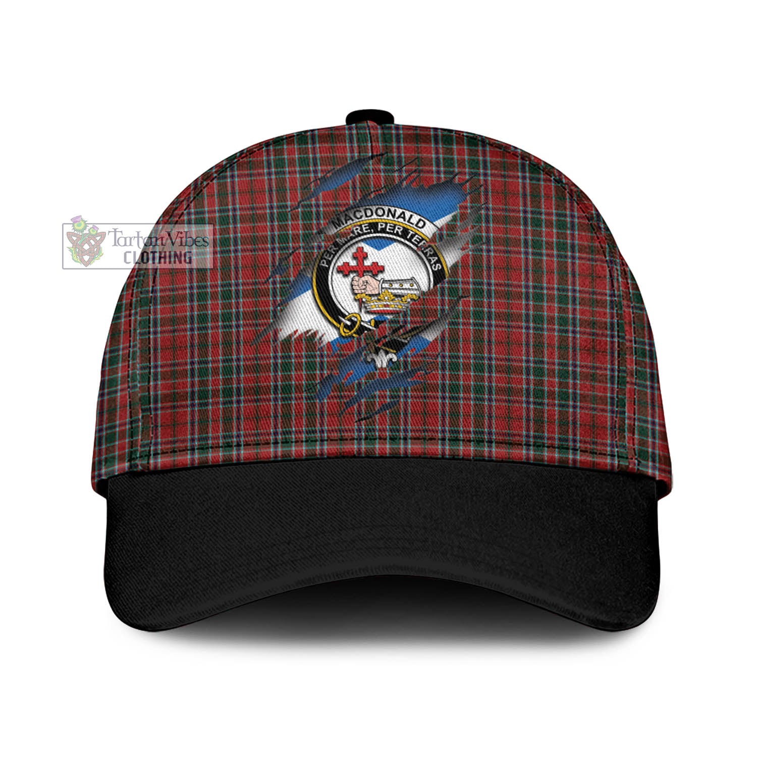 Tartan Vibes Clothing MacDonald of Lochmaddy Tartan Classic Cap with Family Crest In Me Style