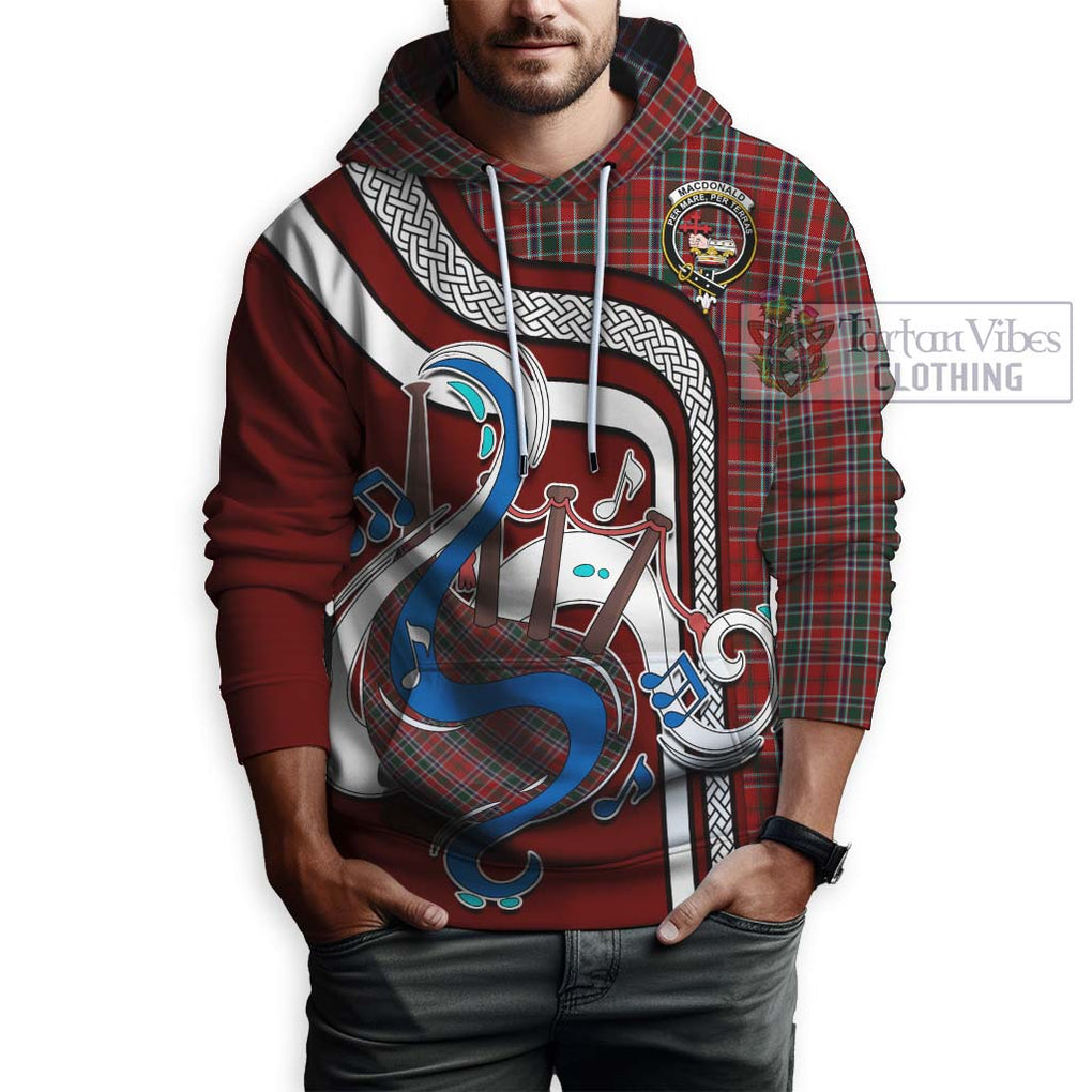 MacDonald of Lochmaddy Tartan Hoodie with Epic Bagpipe Style Zip Hoodie - Tartanvibesclothing Shop