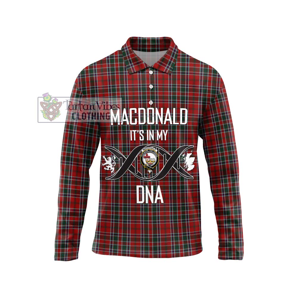 MacDonald of Lochmaddy Tartan Long Sleeve Polo Shirt with Family Crest DNA In Me Style Unisex - Tartanvibesclothing Shop